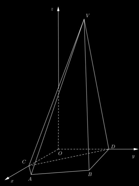 plano ABV é 1x y 7z 76 0; Uma equação do plano BDV é x 0y 3z 60 0. 3.1 Mostra que o ponto V tem coordenadas 18. 3. Determina a equação cartesiana do plano paralelo ao plano ABV e que contém o ponto Q de coordenadas 130.