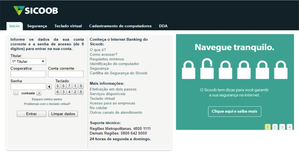 3º Passo: O sistema redirecionará a conexão para o site www.sicoobnet.com.br.