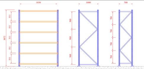 700 mm 1000 mm 700 mm 1000 mm Vão Livre 511 mm 511 mm 511 mm 511 mm Planos de Armazenagem 6