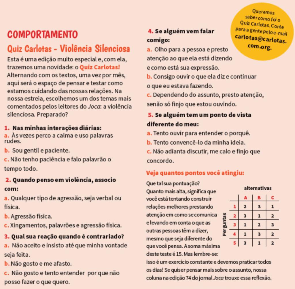 5 o ANO 4 o Bimestre 4. Leia o texto com atenção e depois responda ao que é pedido. Jornal Joca. Edição 100, 1ª quinzena setembro/2017.