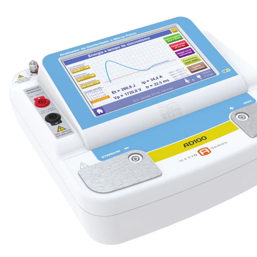 AnAlisAdor Ad100 A series Analisador de desfibrilador, cardioversor e DEA / Analisador de marca-passo transcutâneo / Simulador de ECG com arritmias.