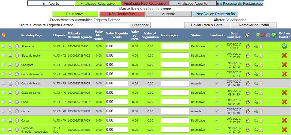 Disponibilize uma ou várias peças no Portal Busca Peça Legal.