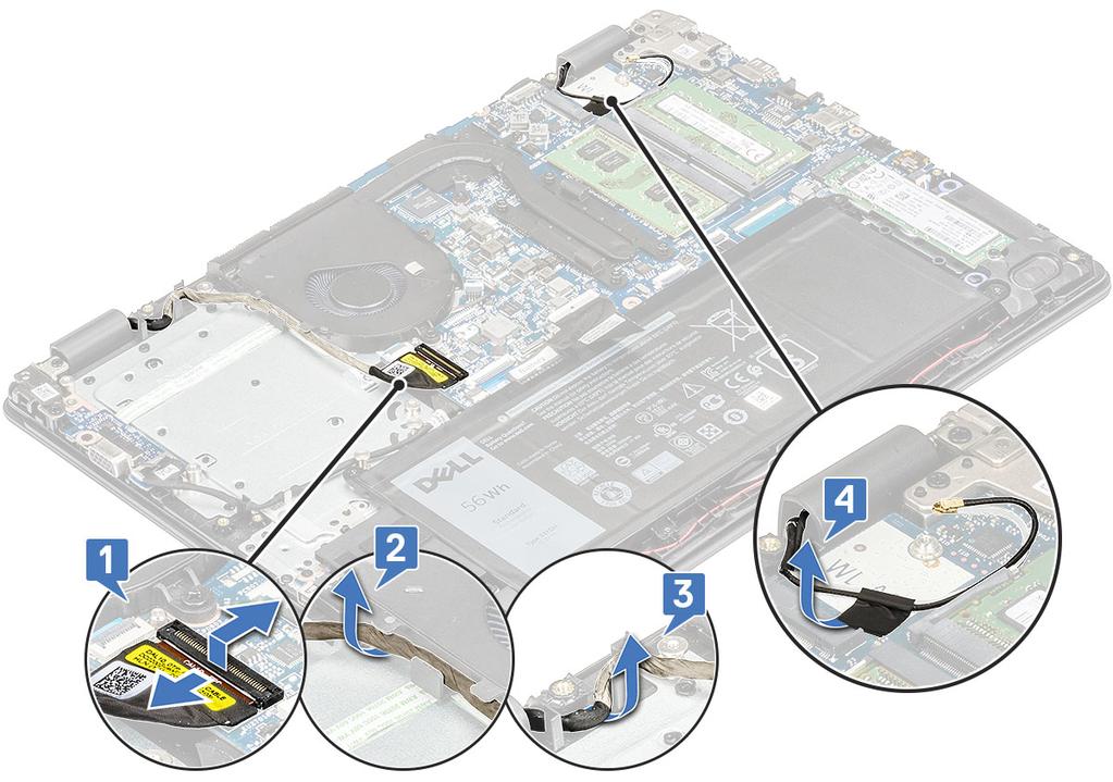 3 Ligue o cabo do painel tátil ao conector e cole o cabo adesivo para fixá-lo ao painel tátil.