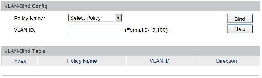VLAN binding Nesta página você pode vincular uma VLAN a uma política criada.