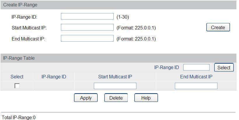 Static Multicast IP table Select: selecione o endereço IP Multicast desejado e clique no botão Delete para removê-lo da Tabela de Endereços Multicast Estático.