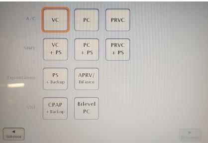 Controlado PS/ + Backup Pressão Suporte APRV /Bifásico VM com alivio da pressão Bilevel PC P.