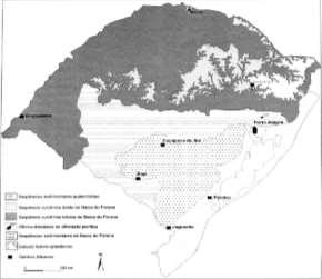 3.8.3.3 Geologia Monte Belo do Sul faz parte da Bacia Sedimentar do Paraná, uma bacia intracratônica do período Paleozóica-Mesozóica, caracterizada pela presença de sequências de rochas sedimentares