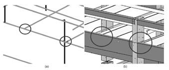 113 Como observou-se no exemplo do pórtico simples, todos os eixos analíticos se encontram no topo da viga, que na maioria das vezes é também o topo da laje quando ela existe, ou seja, na mudança de