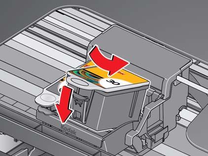 Como fazer a manutenção da impressora 6. Insira o cartucho de tinta no cabeçote de impressão. 7.