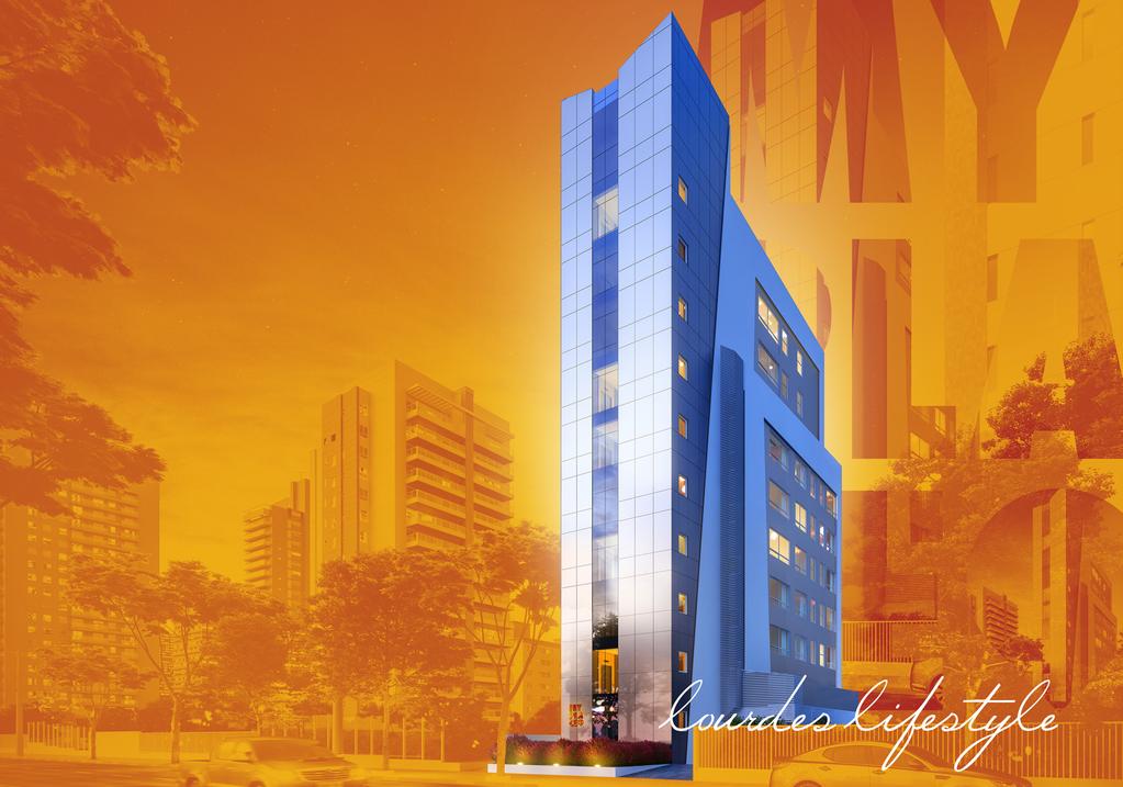 INCORPORAÇÃO E CONSTRUÇÃO PRISBEL CONSTRUTORA PROJETO ARQUITETÔNICO FARKASVÖLGYI ARQUITETURA EDIFÍCIO MY PLACE LOURDES 9 PAVIMENTOS 2 APARTAMENTOS POR ANDAR PAVIMENTO TÉRREO COM LAZER SPA: PISCINA