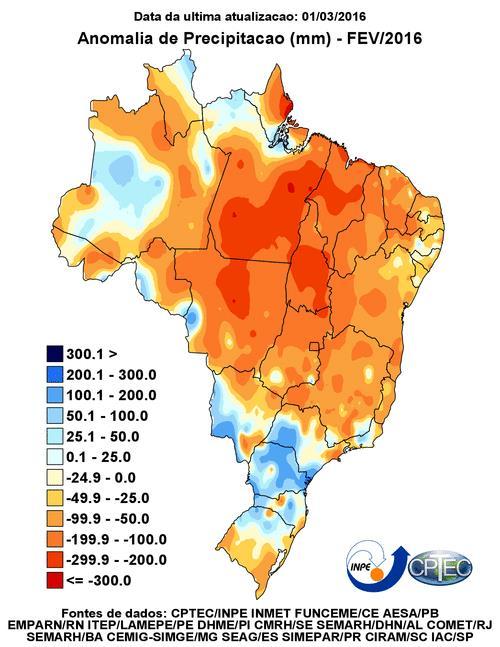 2 - Avaliação de fevereiro O avanço de frentes frias, associado a áreas de instabilidade, pelas regiões Sul e Sudeste, nas três primeiras semanas e a atuação de um sistema de baixa pressão nos