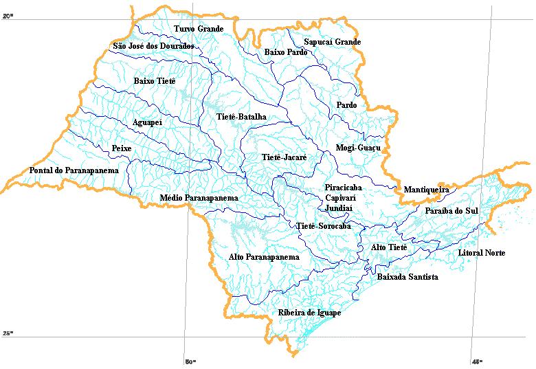 BACIAS HIDROGRÁFICAS DE SÃO PAULO Os Comitês de Bacias Hidrográficas como previstos no Sistema Nacional de Gerenciamento dos Recursos Hídricos, são