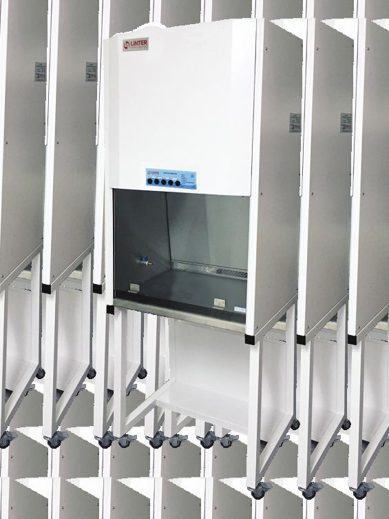 EQUIPAMENTOS DE FLUXO UNIDIRECIONAL Cabines de Fluxo Unidirecional Vertical LNT-CFUV-REC A Cabine de Fluxo Unidirecional Vertical LINTER FILTROS foi projetada para criar áreas de trabalho estéreis em