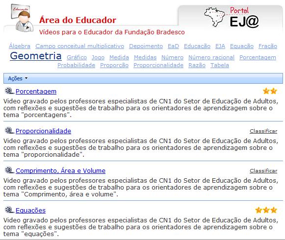 Após clicar sobre o ícone do curso, será exibida a lista dos vídeos disponíveis. Verifique qual o vídeo deseja assistir e clique sobre o link.