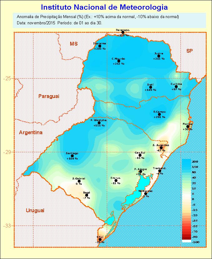 padrão climatológico na maior parte do Estado, apenas em parte da campanha, da serra do sudeste e do nordeste e também no extremo sul é que ficaram dentro do padrão.