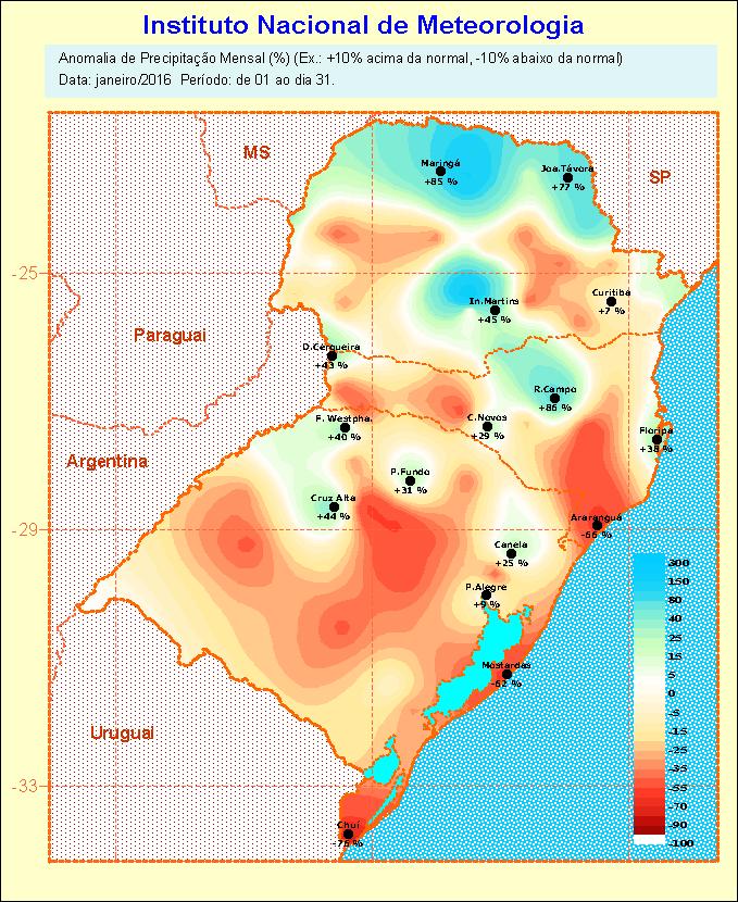 climatológico em grande parte do Estado, apenas em áreas do norte, nordeste e noroeste (regiões de Cruz Alta, Passo Fundo, Frederico Westphalen e Canela) e na região metropolitana de Porto alegre é