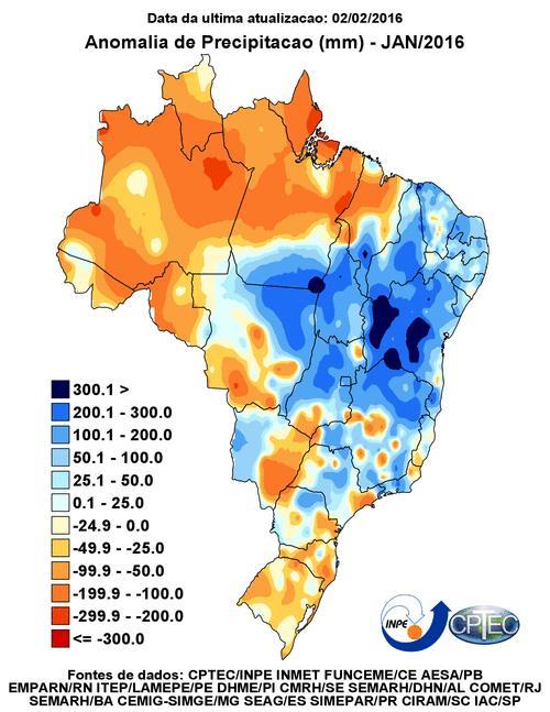 2- Avaliação de janeiro O avanço de uma frente fria pelas regiões Sul, Sudeste e sul da Bahia na primeira semana, a atuação de um sistema de baixa pressão nas regiões Centro-Oeste e Sudeste na