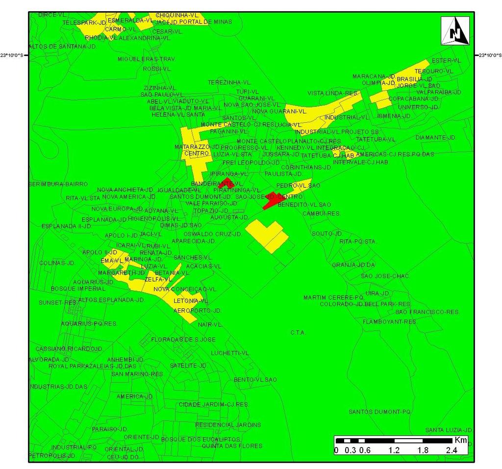 índice foram obtidos na região leste do município, nas proximidades dos bairros Jardim Helena, Bom Retiro,Campos de São José e Residencial São Francisco (Figura 7). Figura 7 ICH Médio ano de 2010.