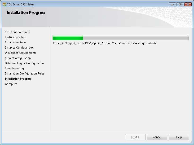 O instalador do SQL 2012 irá executar o processo de instalação, este processo pode demorar alguns minutos.
