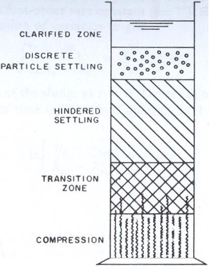 Mecanismo (fases) da sedimentação Zona