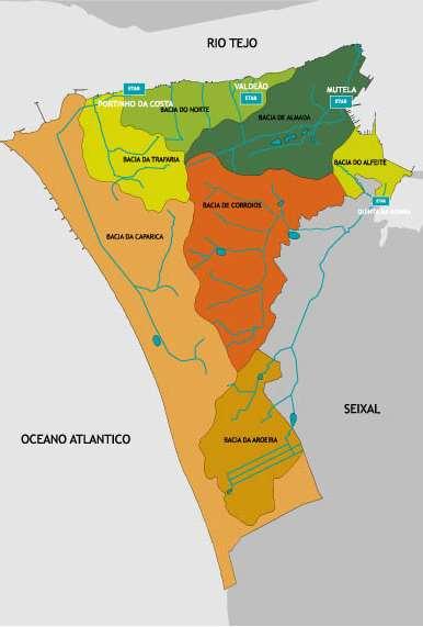 Caracterização do Concelho de Almada o Sistema 100% público o Volume de negócios de 23 milhões de /ano o Área: 70 km 2; População: 172 352 habitantes o Redes: Abastecimento de água (AA) - 882 km