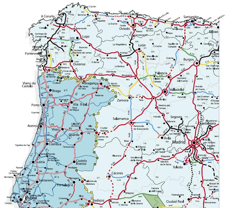 Posicionamento geoestratégico A relação entre a proximidade à A-52 (Auto-estrada das Rias Baixas ), à A6 (Corunha Madrid) e, futuramente, à A11 (Fronteira Quintanilha Zamora Valladolid) e a