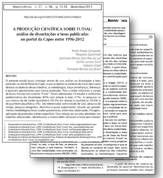 : : A produção científica sobre futsal: Análise de dissertações e teses publicadas no portal da CAPES entre 1996-2012.