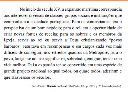 Leia o texto abaixo: Considerando o contexto histórico da época Moderna apresentado no texto precedente, julgue os próximos itens.