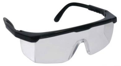 1 OCULOS ÓCULOS DE SEGURANÇA Óculos de segurança com banho anti-risco ou antiembaçante, constituído de arco de nylon preto com um pino central, duas fendas nas extremidades, utilizadas para encaixe