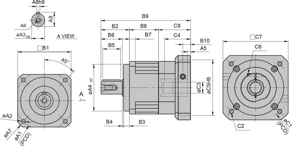 PB /1 ESTÁGIO Medidas flange de saída. Medidas flange de entrada.