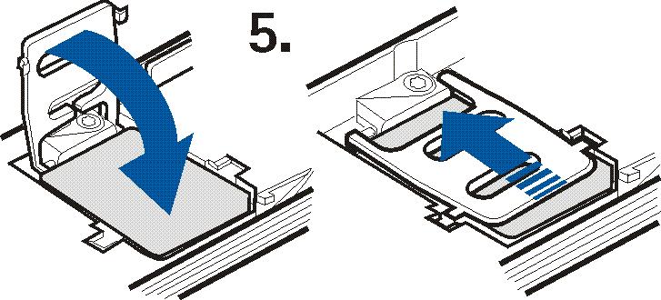 5. Prenda o cartão SIM no lugar, fechando a tampa do respectivo suporte sobre o cartão e deslocandoa, depois, para a esquerda. 6.