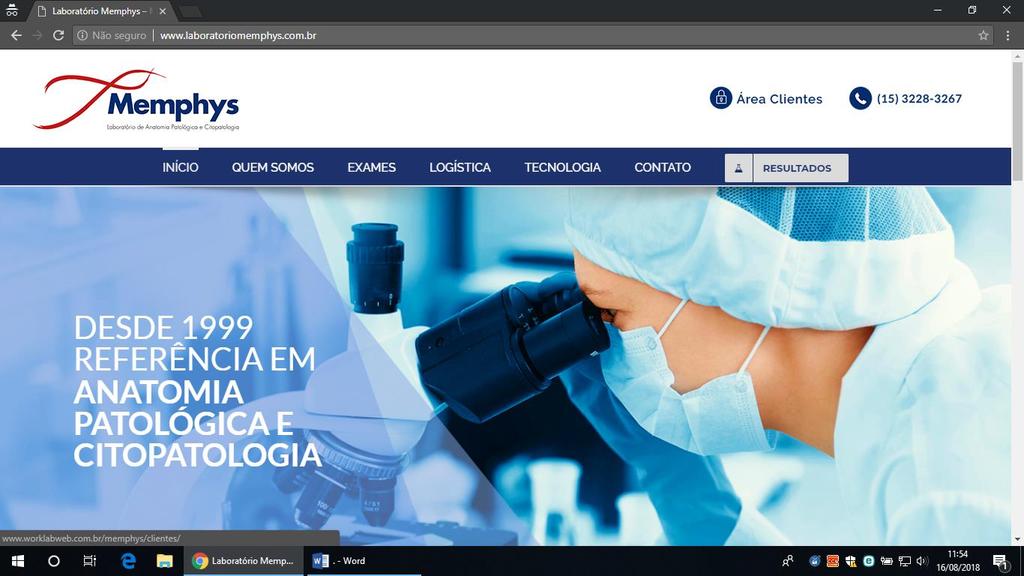 Manual de Instruções Memphys Cadastro / Envio / Impressão de Resultados O Sistema Memphys pode ser acessado pelo site do Laboratório Memphys (http:///), na área de