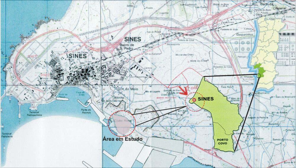 Localização A ZAL - zona A localiza-se no concelho e na freguesia de Sines, na área de jurisdição do Porto de Sines, junto ao terminal de Carvão.