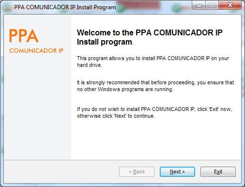 site www.ppa.com.br. Ao executar o instalador do software, a tela a seguir será exibida. Clique no botão para prosseguir a instalação.