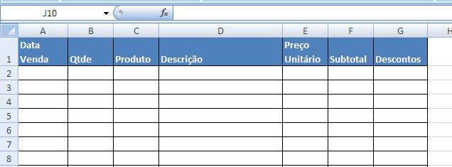 Renomear a planilha Plan2 para Vendas. Figura 3: Planilha Vendas 4.