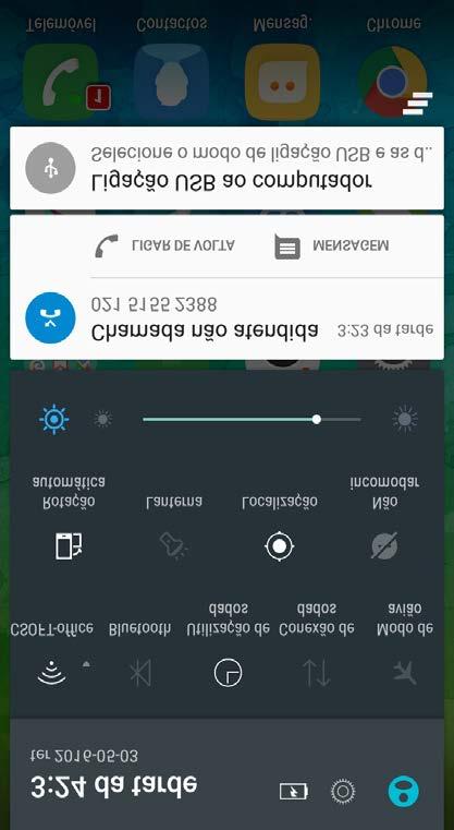 Para eliminar todas as notificações, toque em no fundo do painel de Notificação. Para abrir o painel de Definições rápidas, deslize duas vezes para baixo a partir do topo do ecrã.