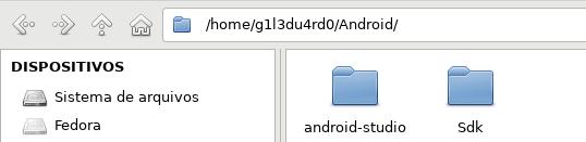 (Executar Android Studio entrar na pasta bin) $ cd Android/android-studio/bin/ $./studio Obs.