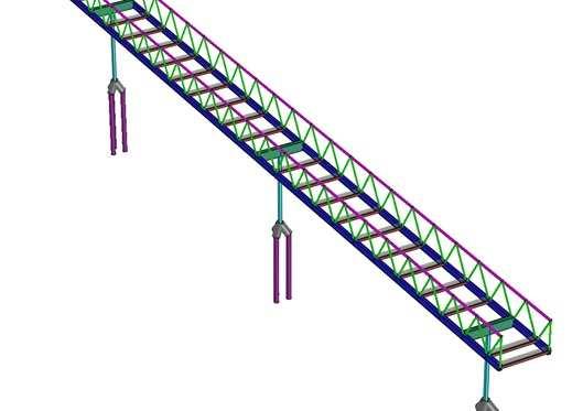 Figura 8 Trecho do modelo estrutural da Via Elevada incluindo a fundação estaqueada (STRAP).