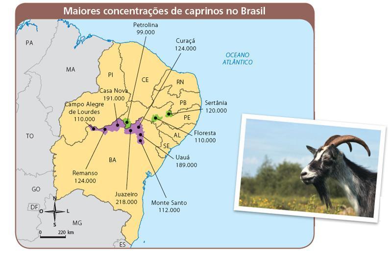 a) Em que sub-região do NE se concentra a maior parte do rebanho de caprinos? b) Qual é o clima dessa sub-região? c) Qual é a forma de criação desse animal nos locais indicados?