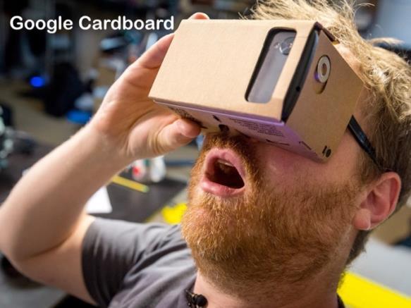 26 Goolge Cardboard é um óculos de realidade virtual feito de papelão, que pode ser usado com praticamente qualquer smartphone e permite uma imersão em realidade virtual com baixíssimo custo e fácil