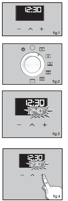 Cozedura imediata O programador deve apresentar apenas a hora. Esta não deve estar a piscar. Fig. 1. Selecione com o seletor de funções a posição escolhida. Exemplo: posição (fig. 2).