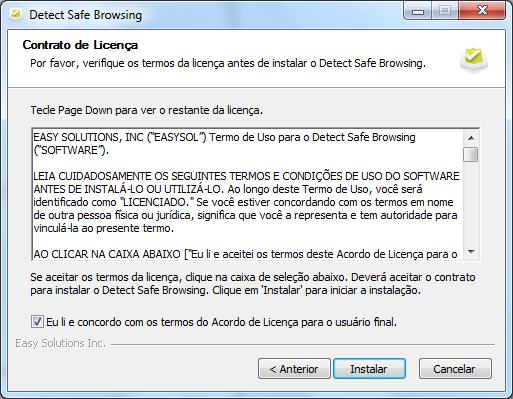 Logo após, vai ser exibida a tela do assistente para ajudar o usuário no processo de instalação do Detect Safe Browsing, 6.