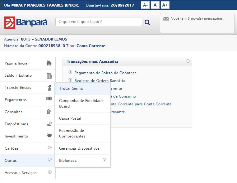 4.8. Outras 4.8.1. TROCAR SENHA Para acessar esta opção, basta acessar o menu: Outras >> Trocar Senha, 229.