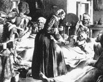 Em hospitais religiosos, enclausurada, a Enfermagem permaneceu desorganizada por muito tempo, o que se agravou após a Santa Inquisição e a Reforma Religiosa.