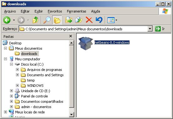 Passo 4: Com o uso do Windows Explorer localize o arquivo netbeans-8.4-windows.