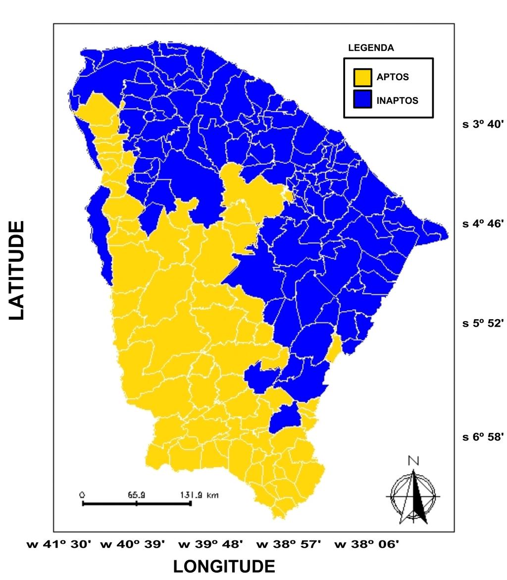 O Figura 1. Mapa dos municípios com aptidão plena ao cultivo da mamoneira no Estado do Ceará Tabela 1.