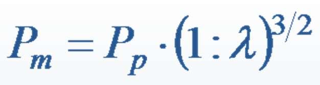 Sendo assim, por semelhança de Froude, obtém-se uma potência equivalente para o modelo (1:100) de 24.