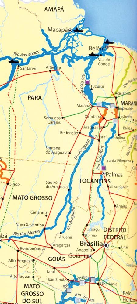 ARTIGO POLI/CISLOG Fonte: Ministério dos Transportes Figura 5 - Trechos navegáveis nos rios Araguaia e Tocantins críticas operacionais dos comboios durante águas cheias e águas baixas, pois isso tem