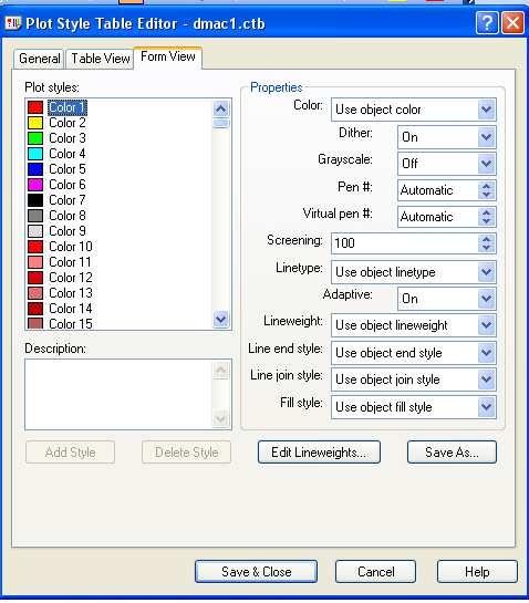 autocad plot style dither