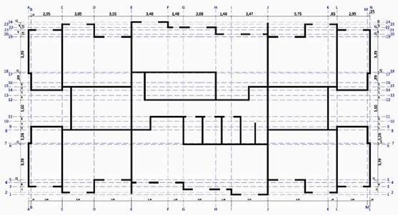 11, é demonstrado as paredes estruturais desse mesmo pavimento tipo nas duas direções ortogonais